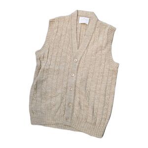 Vintage 60s Jantzen Sweater Vest Mens L Tan Cable Knit Grandpa  Acrylic USA